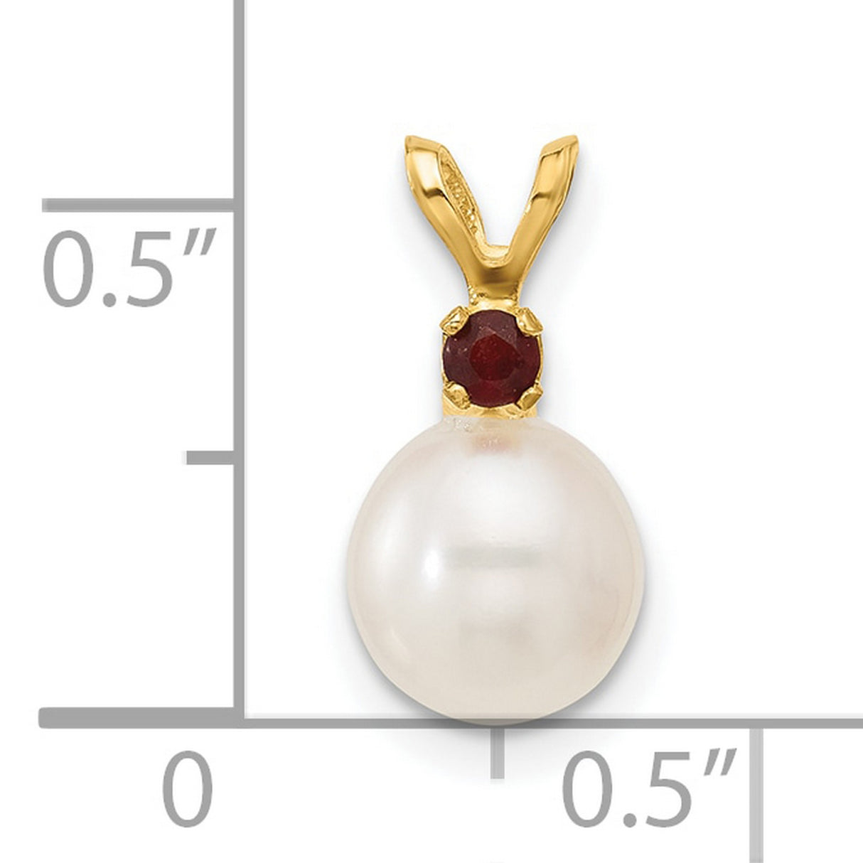 14k Yellow Gold Pendant with Garnet and Pearl, Classic Dainty Charm Design for Women