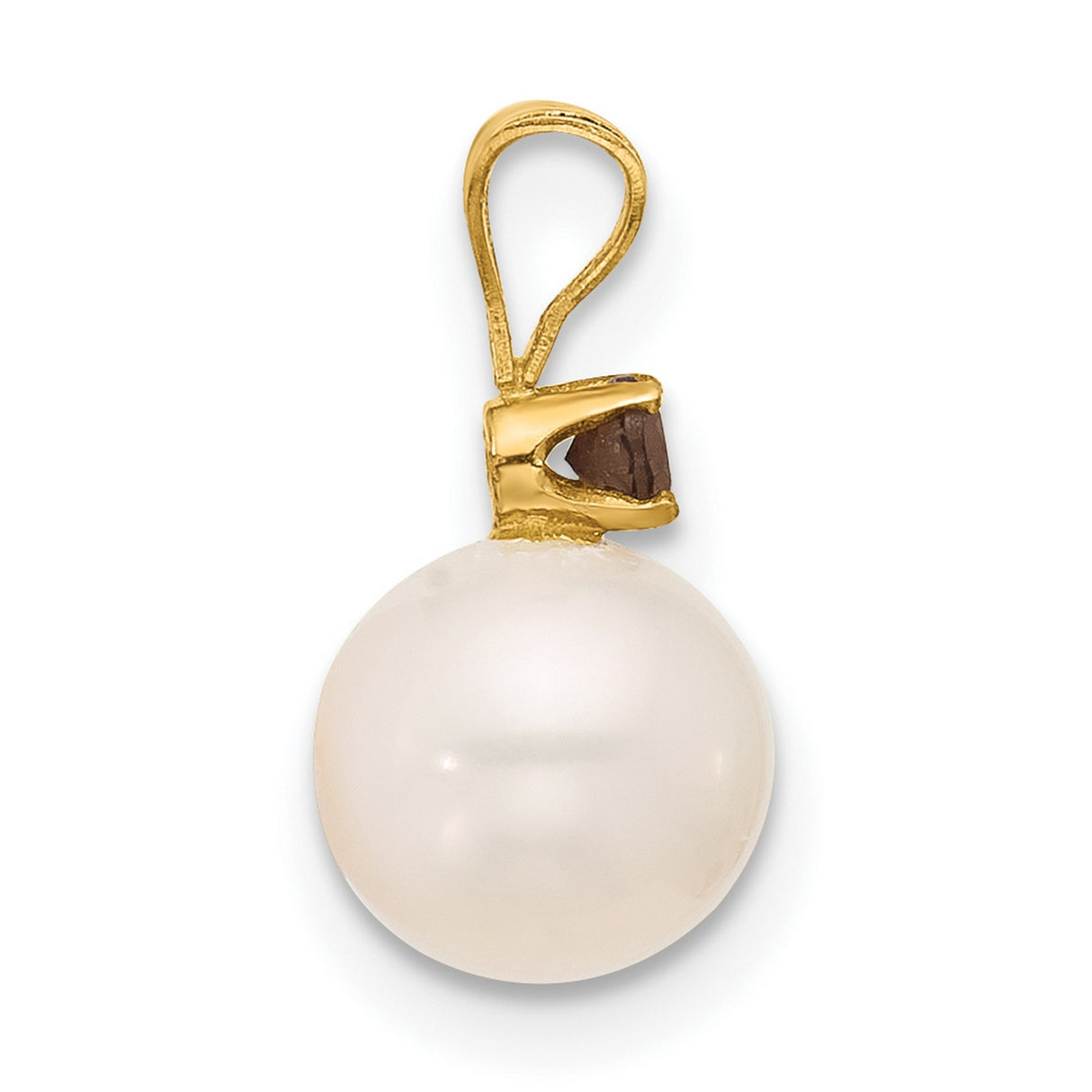 14k Yellow Gold Pendant with White Cultured Pearl and Smoky Quartz Accent