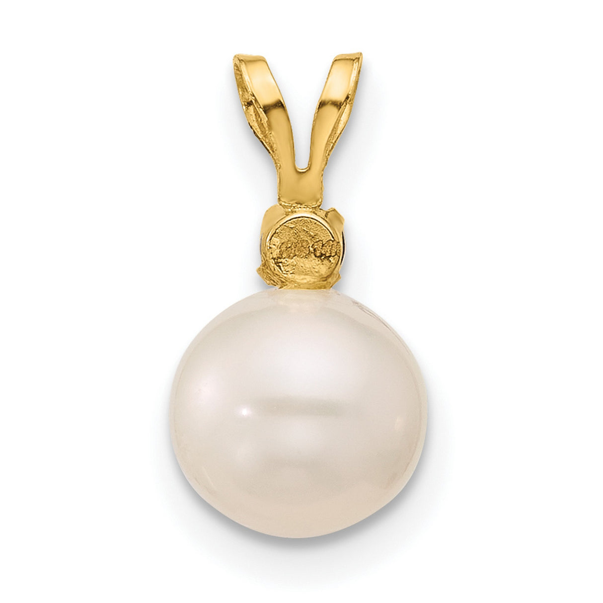 14k Yellow Gold Pendant with White Cultured Pearl and Smoky Quartz Accent