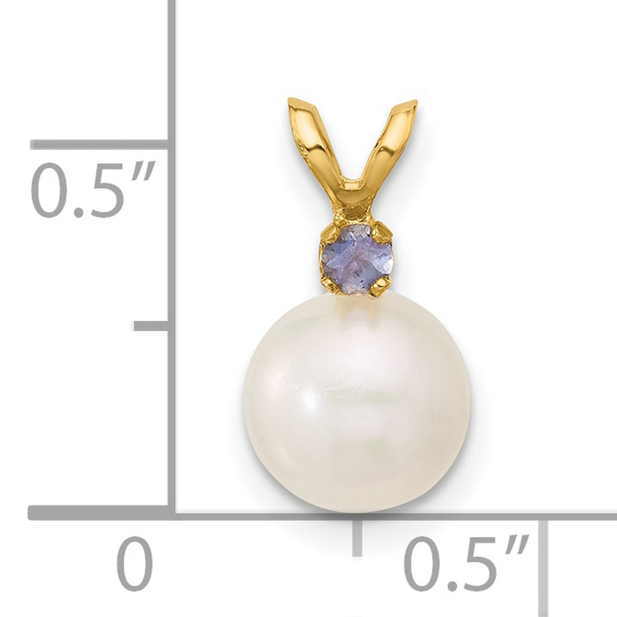 14k Yellow Gold Pendant with White Cultured Pearl and Tanzanite Accent, Bridal Jewelry Charm