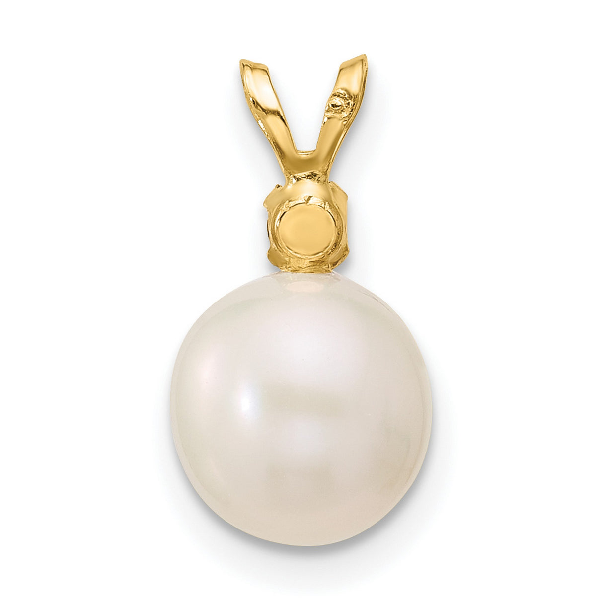 14k Yellow Gold Pendant with White Cultured Pearl and Oval Amethyst Accent