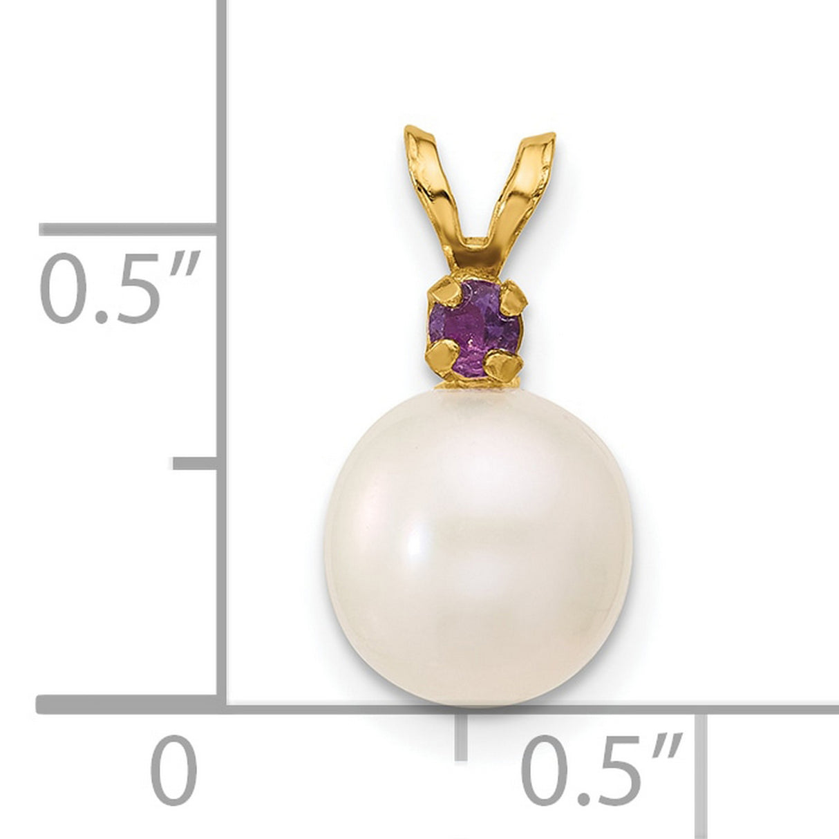 14k Yellow Gold Pendant with White Cultured Pearl and Oval Amethyst Accent