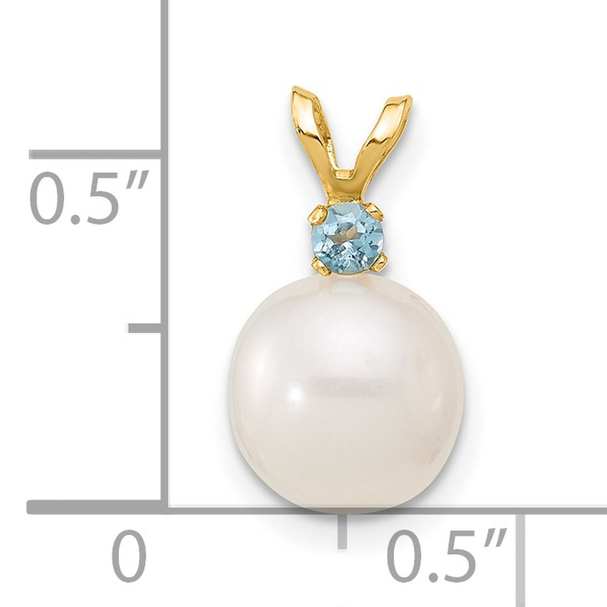 14k Yellow Gold Pendant with Swiss Blue Topaz and White Cultured Pearl, Classic Bridal Jewelry