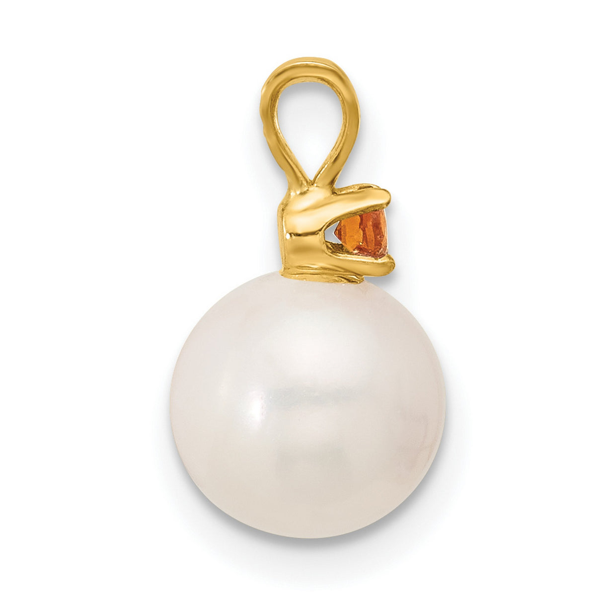 14k Yellow Gold Pendant with Citrine and Freshwater Pearl, Classic Feminine Design