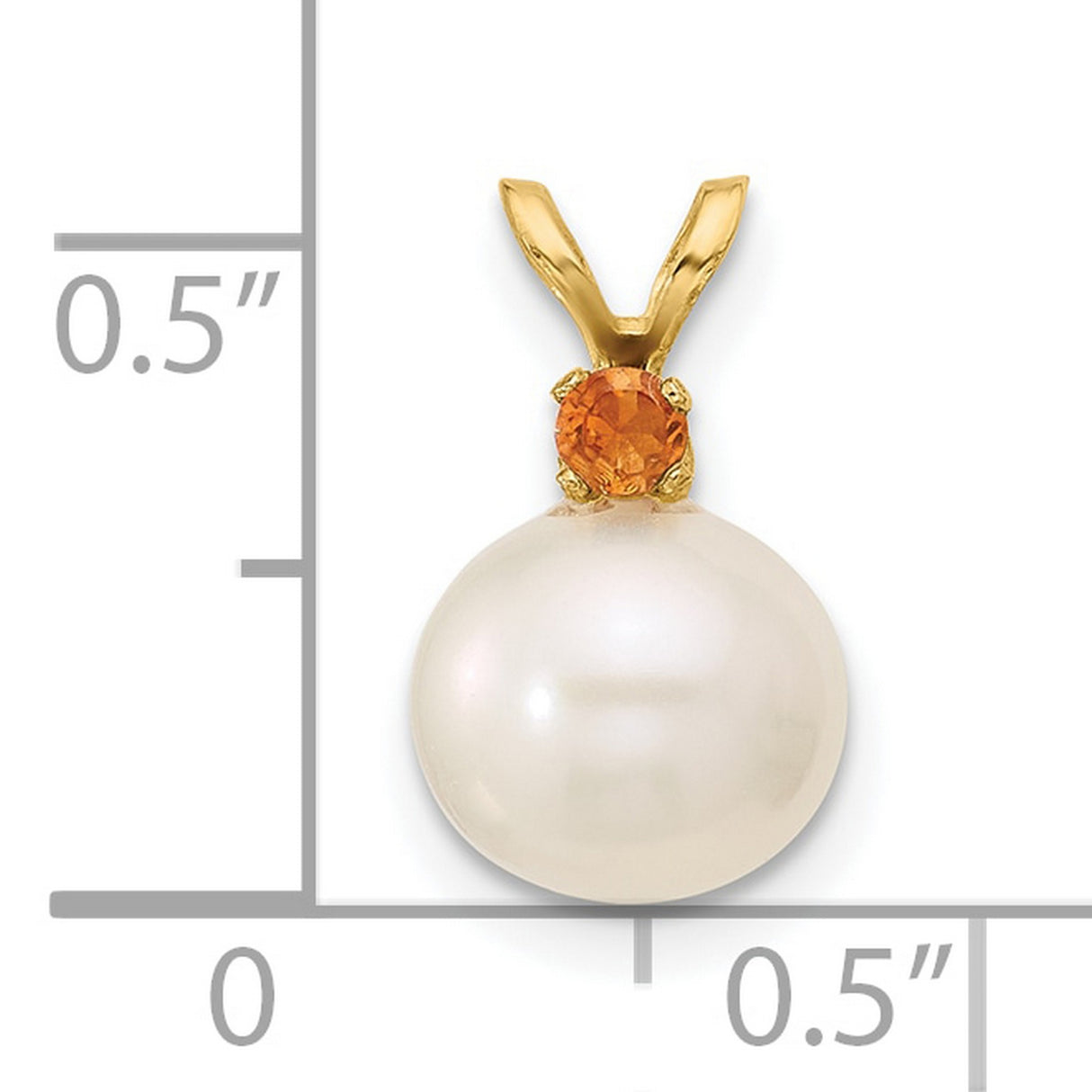 14k Yellow Gold Pendant with Citrine and Freshwater Pearl, Classic Feminine Design