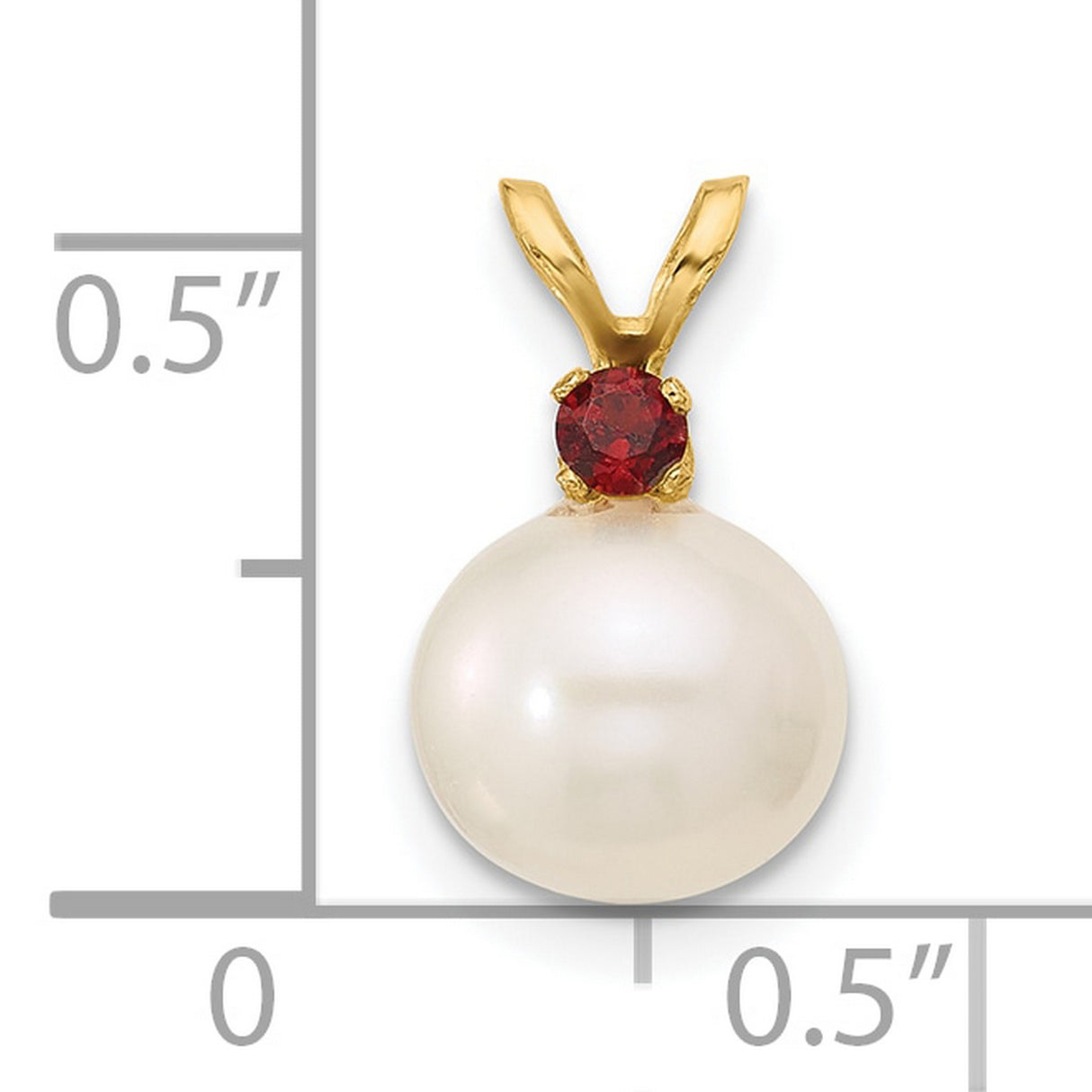 14k Yellow Gold Pendant with Garnet and Cultured White Pearl, Classic Formal Jewelry for Women