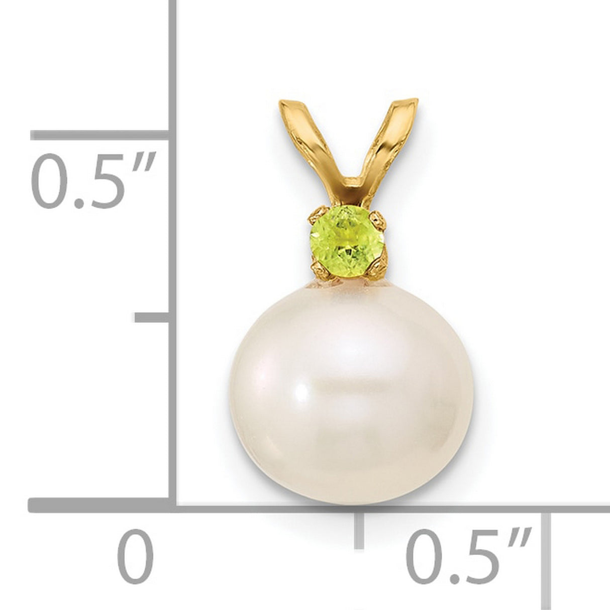 14k Yellow Gold Pendant with Peridot and White Pearl, Elegant Drop Design for Women
