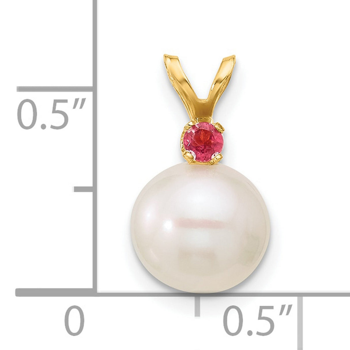 14k Yellow Gold Pendant with White Cultured Pearl and Pink Gemstone Accent