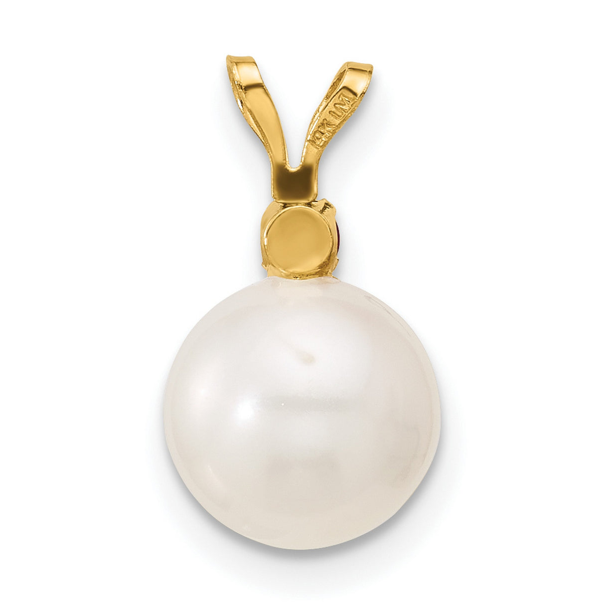14k Yellow Gold Pendant with Pearl and Ruby Gemstones, Timeless Elegant Style for Women