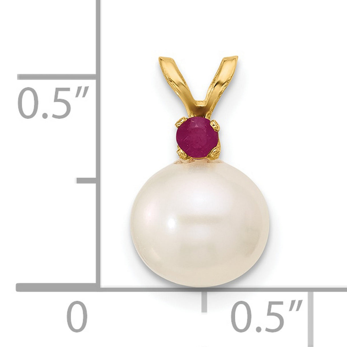 14k Yellow Gold Pendant with Pearl and Ruby Gemstones, Timeless Elegant Style for Women