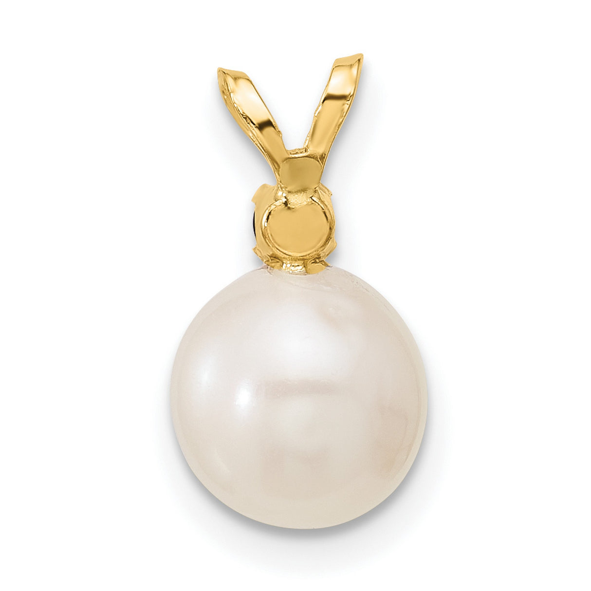 14k Yellow Gold Pendant with White Freshwater Pearl and Blue Sapphire, Minimalist Design