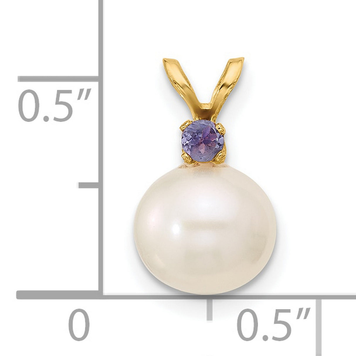 14k Yellow Gold Pendant with Tanzanite and White Cultured Pearl, Classic Formal Charm for Women