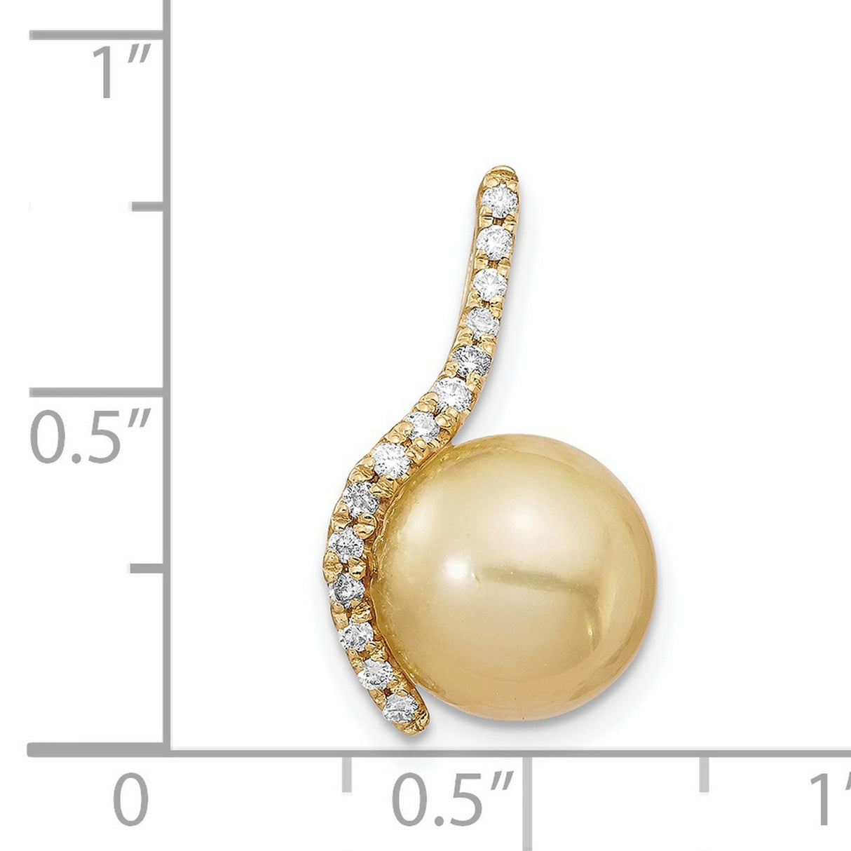 14k Yellow Gold Pendant with Golden South Sea Pearl and Diamond Accent