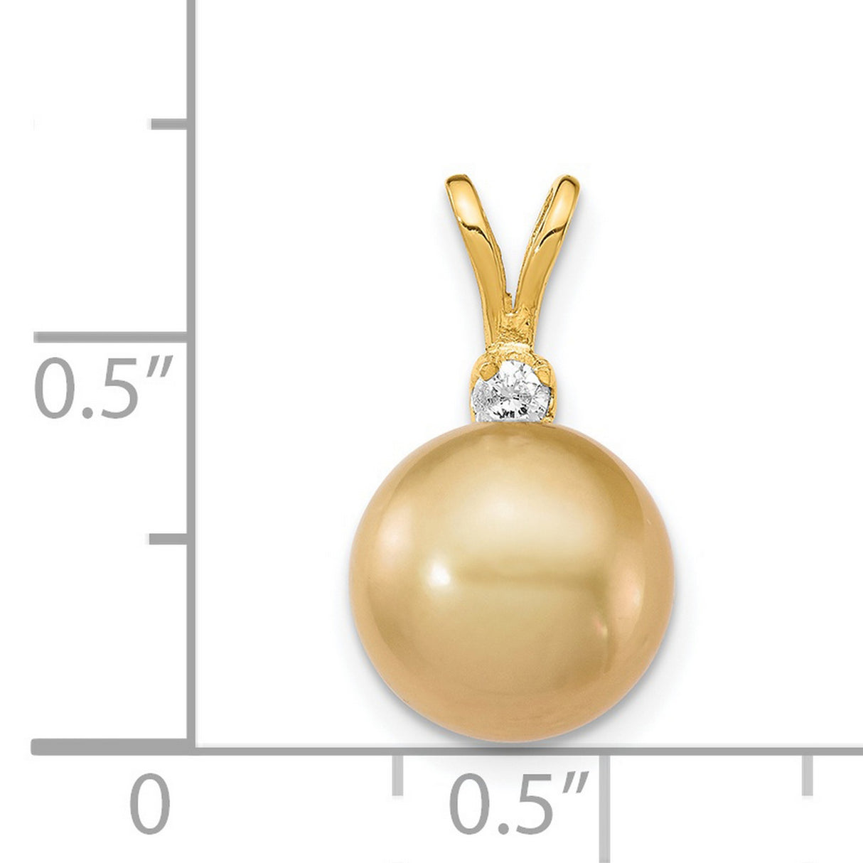 14k Yellow Gold Pendant with Golden South Sea Pearl and Diamond Accent, Elegant Charm for Women