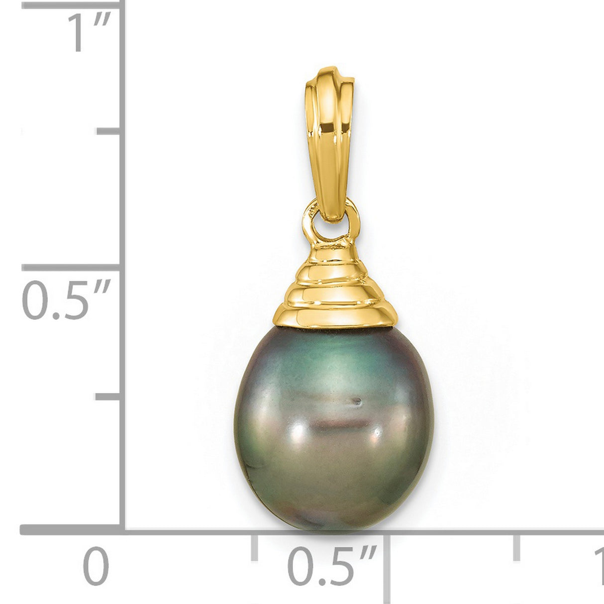 14k Yellow Gold Pendant with Black Tahitian Pearl Drop, Teardrop Design