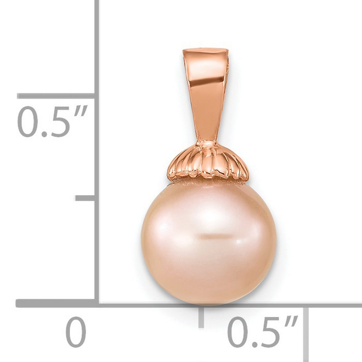 14k Rose Gold Pendant with Cultured Pearl, Scalloped Cap Design, Minimalist Bridal Style