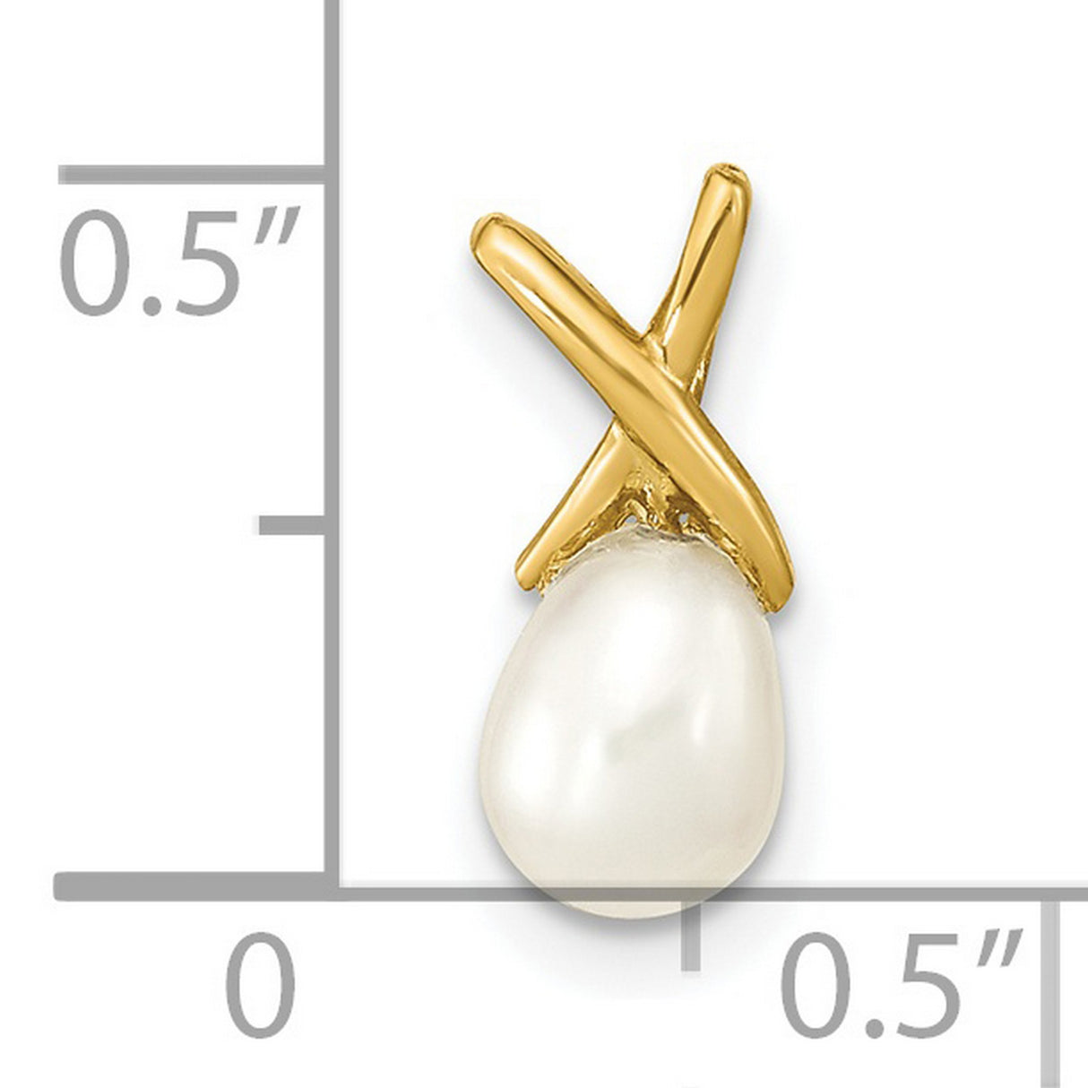 14k Yellow Gold Pendant with Teardrop Pearl, Modern Crisscross Design for Women