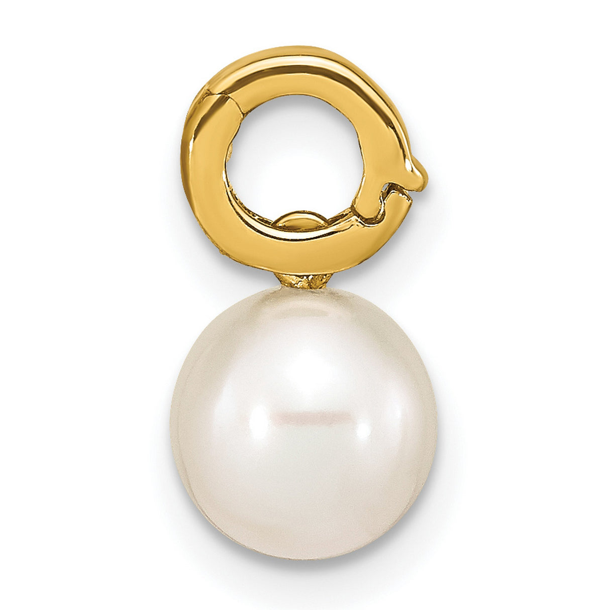 14k Yellow Gold Pendant with White Freshwater Pearl, Minimalist Fine Jewelry for Women