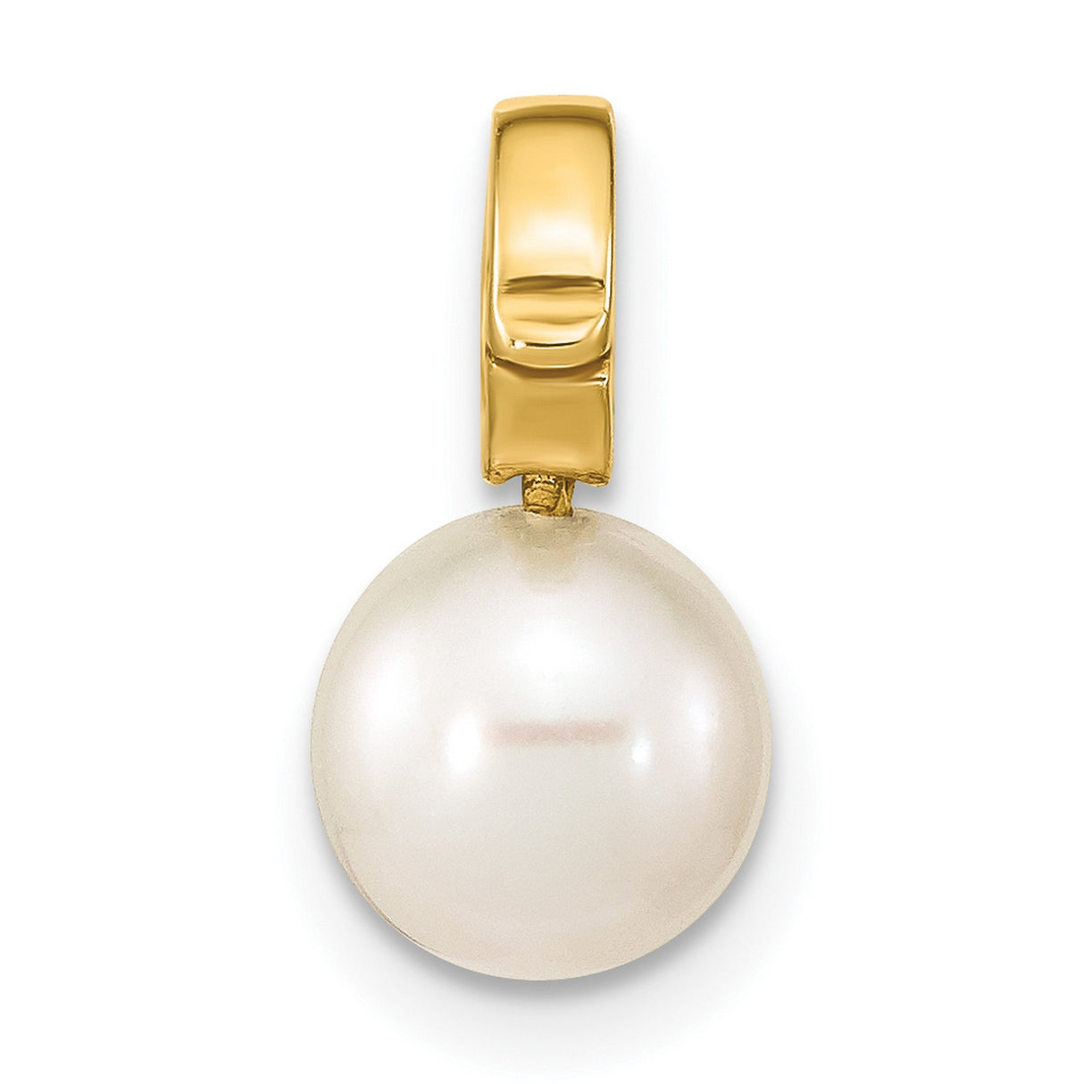 14k Yellow Gold Pendant with White Freshwater Pearl, Minimalist Fine Jewelry for Women