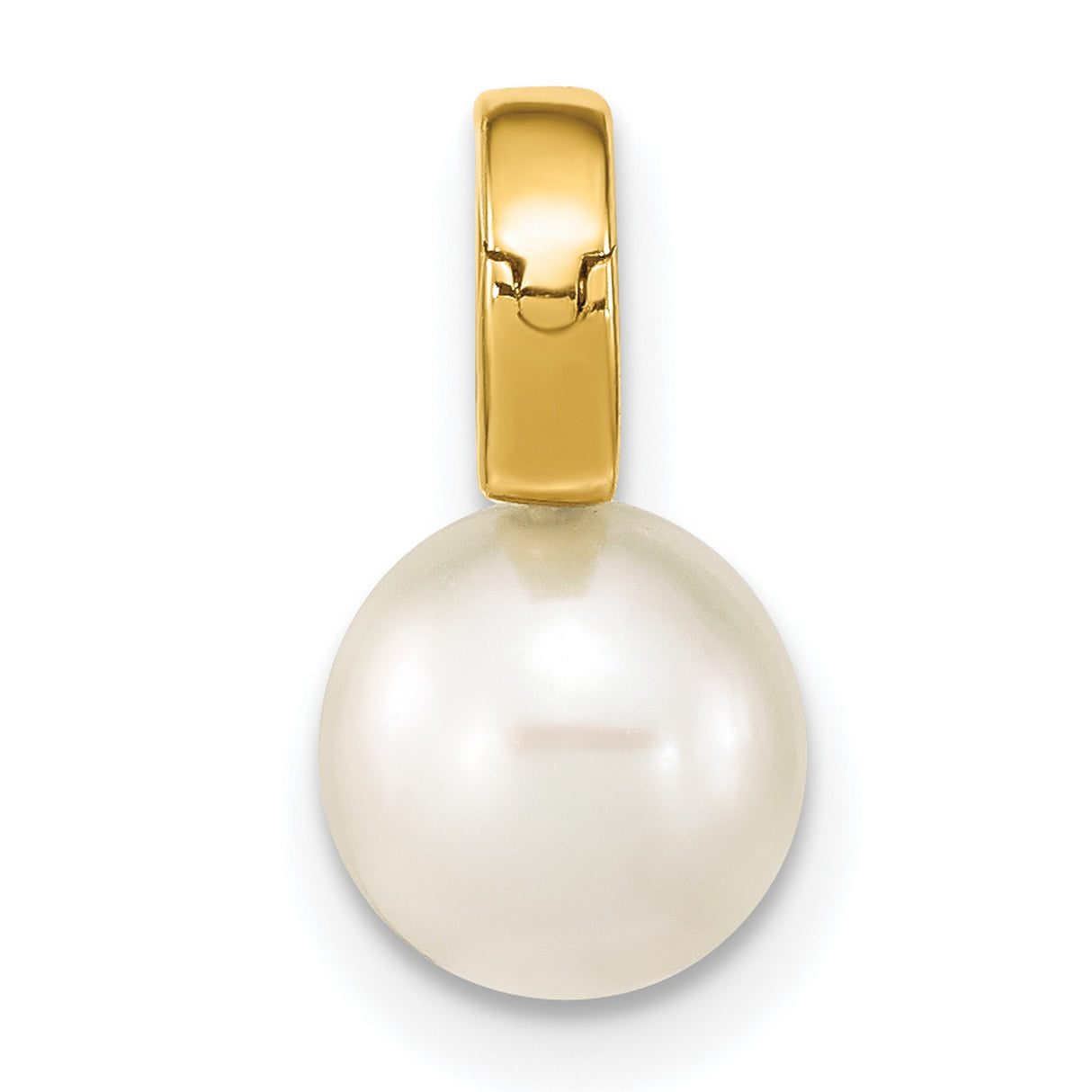 14k Yellow Gold Pendant with White Freshwater Pearl, Minimalist Fine Jewelry for Women