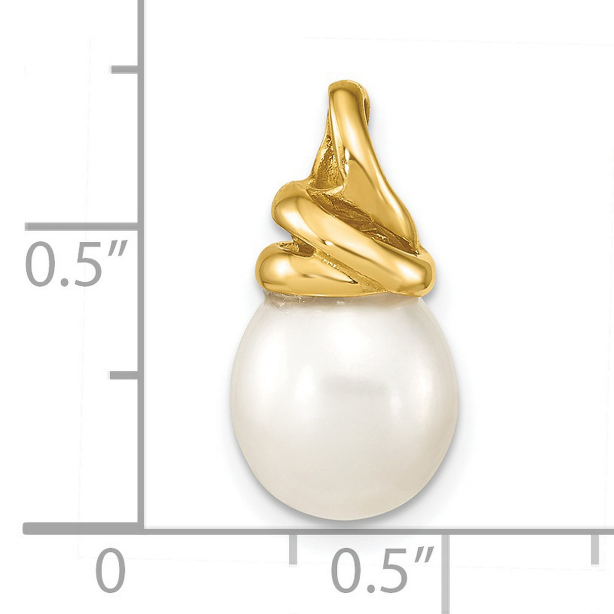 14k Yellow Gold Pearl Pendant with Twisted Gold Cap Design, Classic Bridal Jewelry for Women