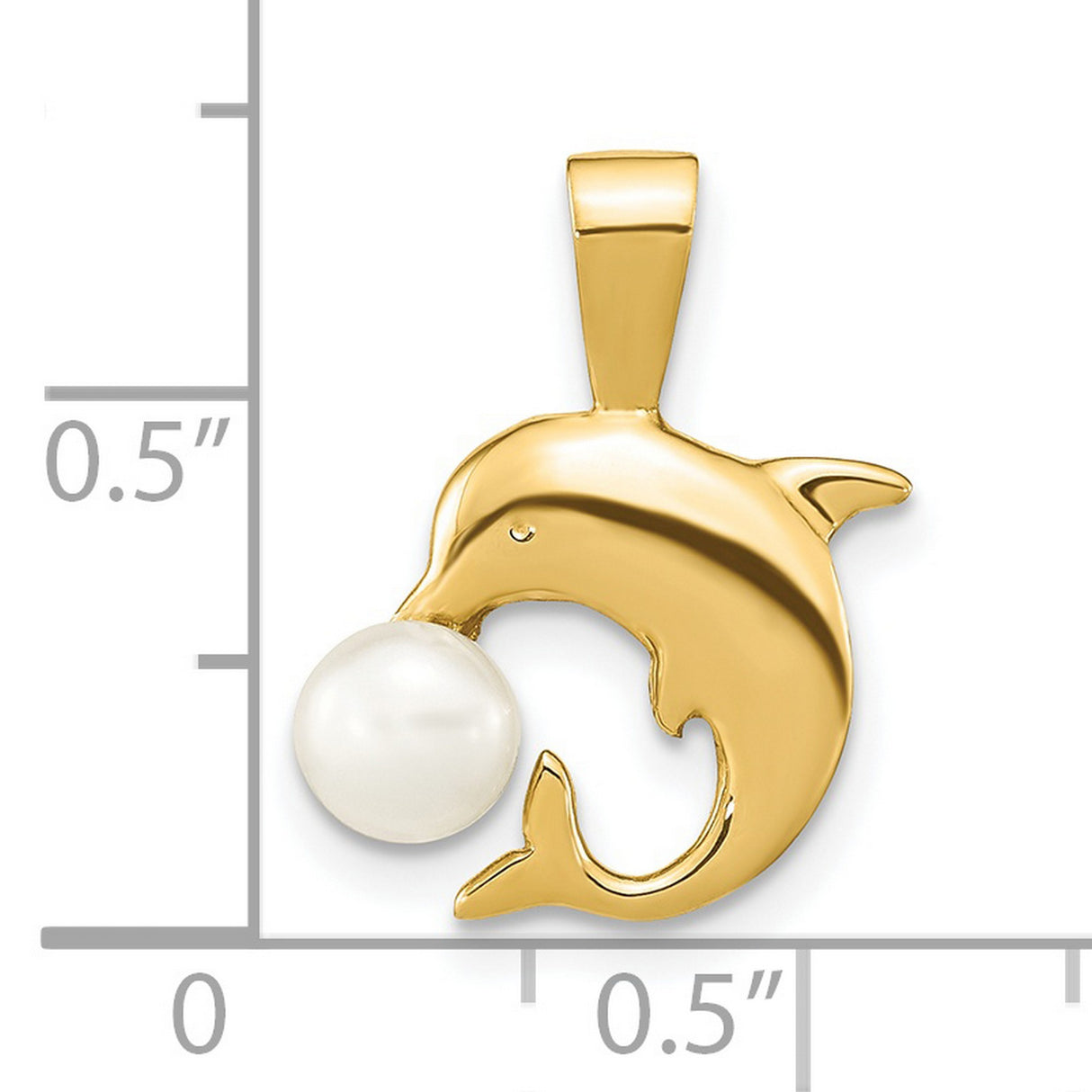 14k Yellow Gold Dolphin Pendant with Pearl, Nautical Marine Life Design for Women