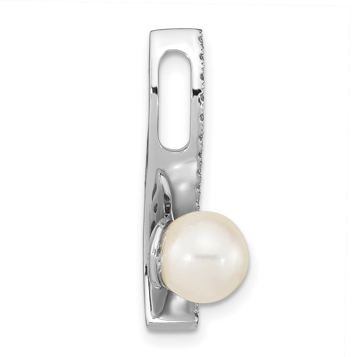 14k White Gold Pendant with Cultured Pearl and Diamond Accent, Bridal Jewelry for Women