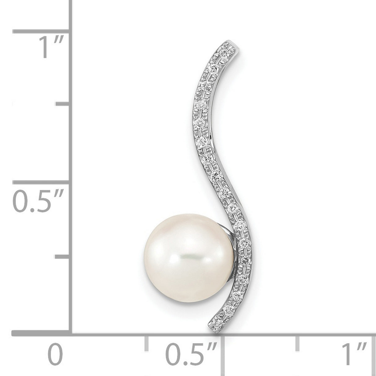 14k White Gold Pendant with Cultured Pearl and Diamond Accent, Bridal Jewelry for Women