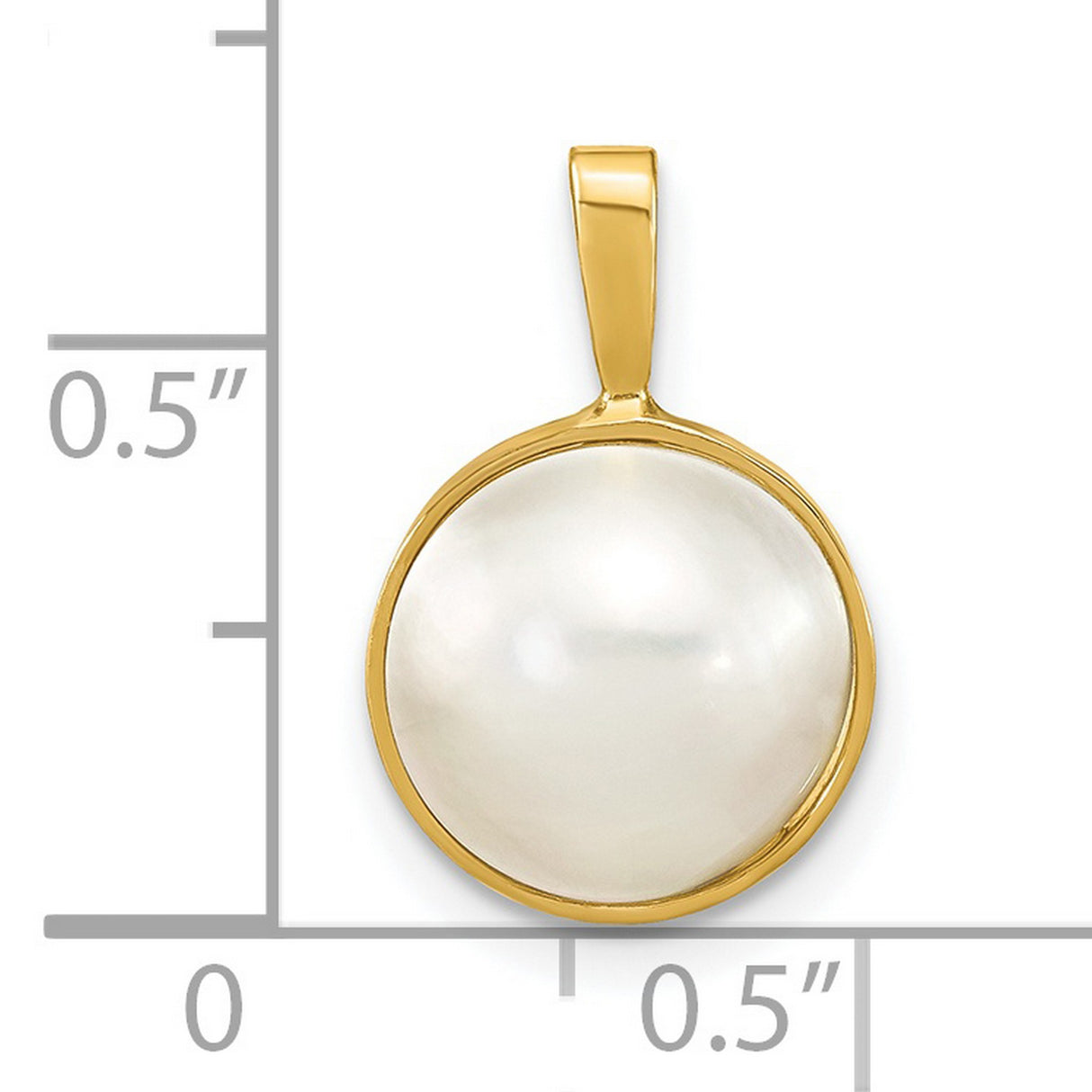 14k Yellow Gold Pendant with White Mother-of-Pearl, Minimalist Classic Design for Women