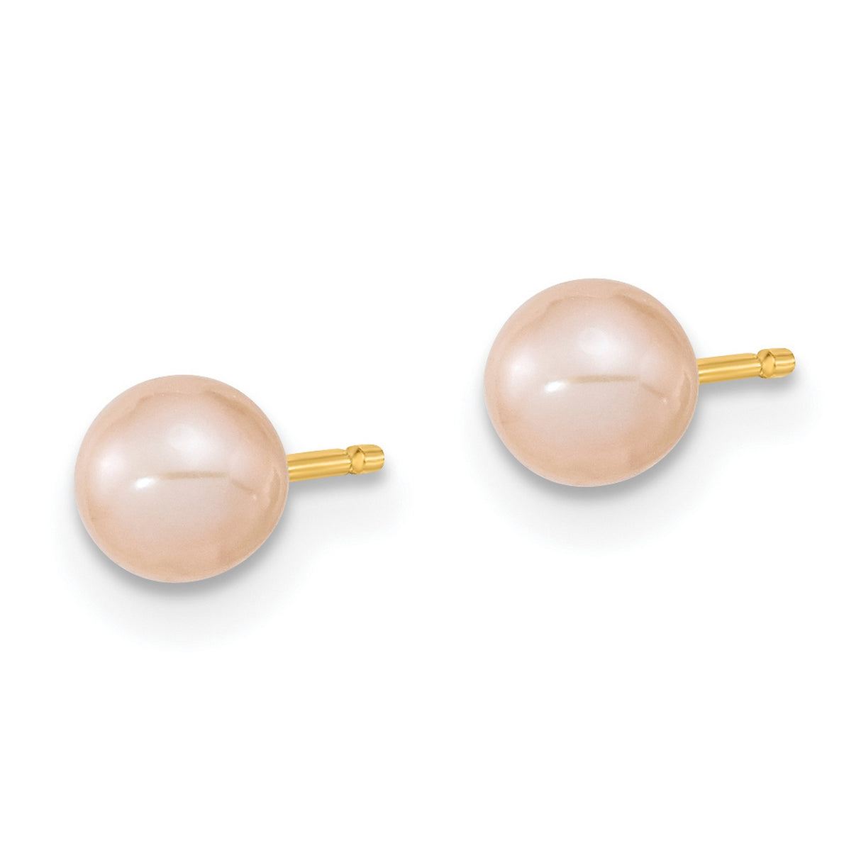 Childrens 4-5mm Rd Pink Freshwater Pearl Earring and Set Charm Pendant in Real 14k Yellow Gold