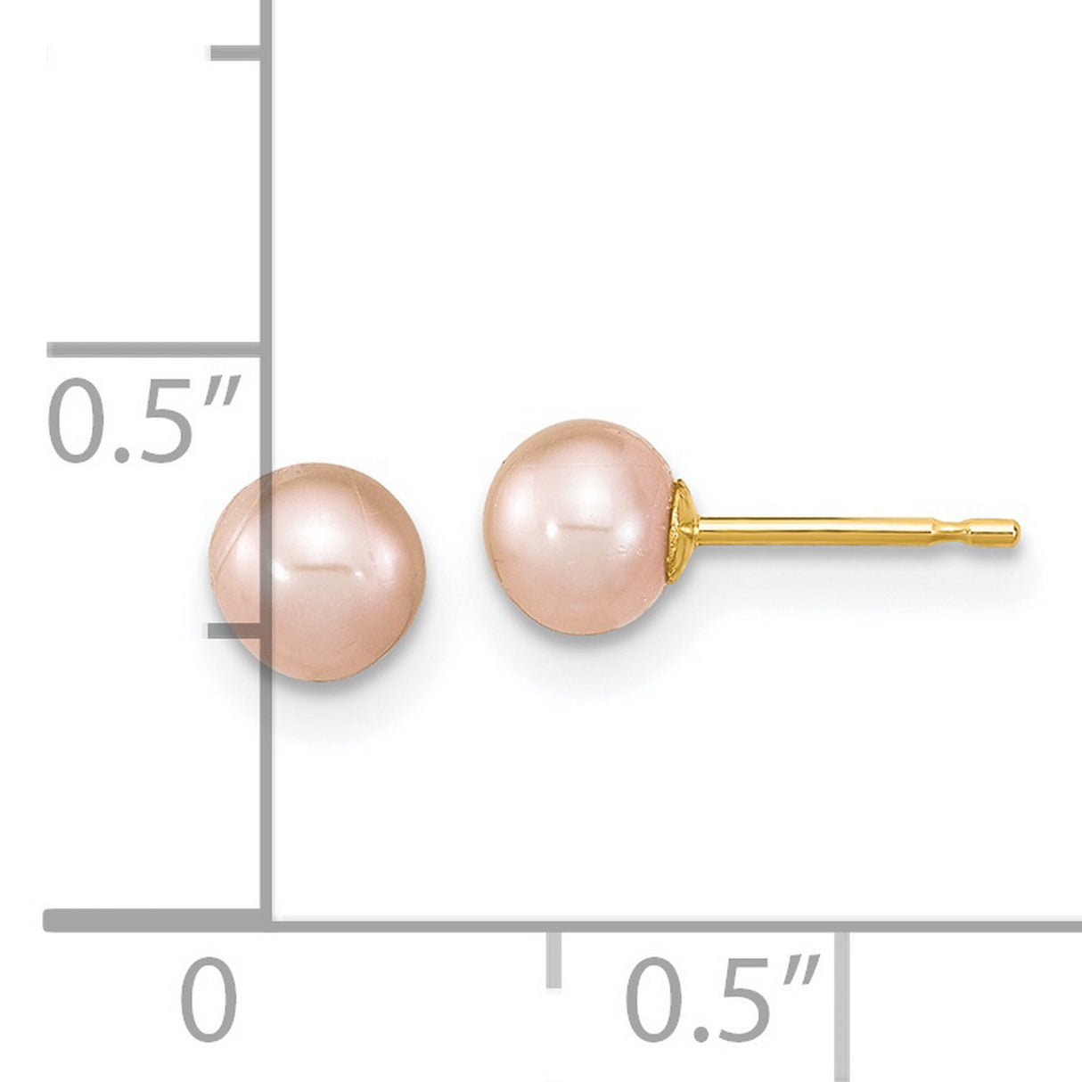 Childrens 4-5mm Rd Pink Freshwater Pearl Earring and Set Charm Pendant in Real 14k Yellow Gold