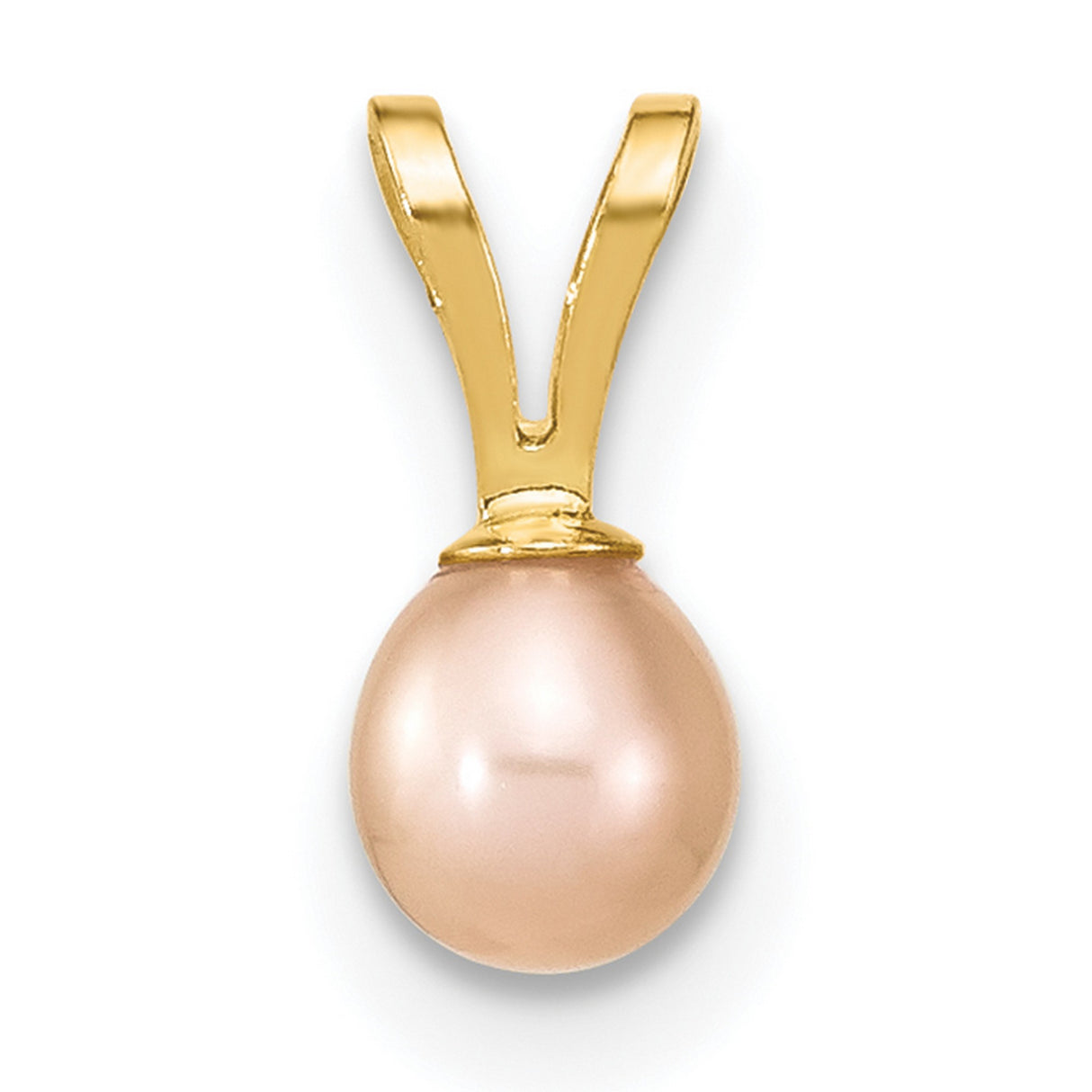 Childrens 4-5mm Rd Pink Freshwater Pearl Earring and Set Charm Pendant in Real 14k Yellow Gold