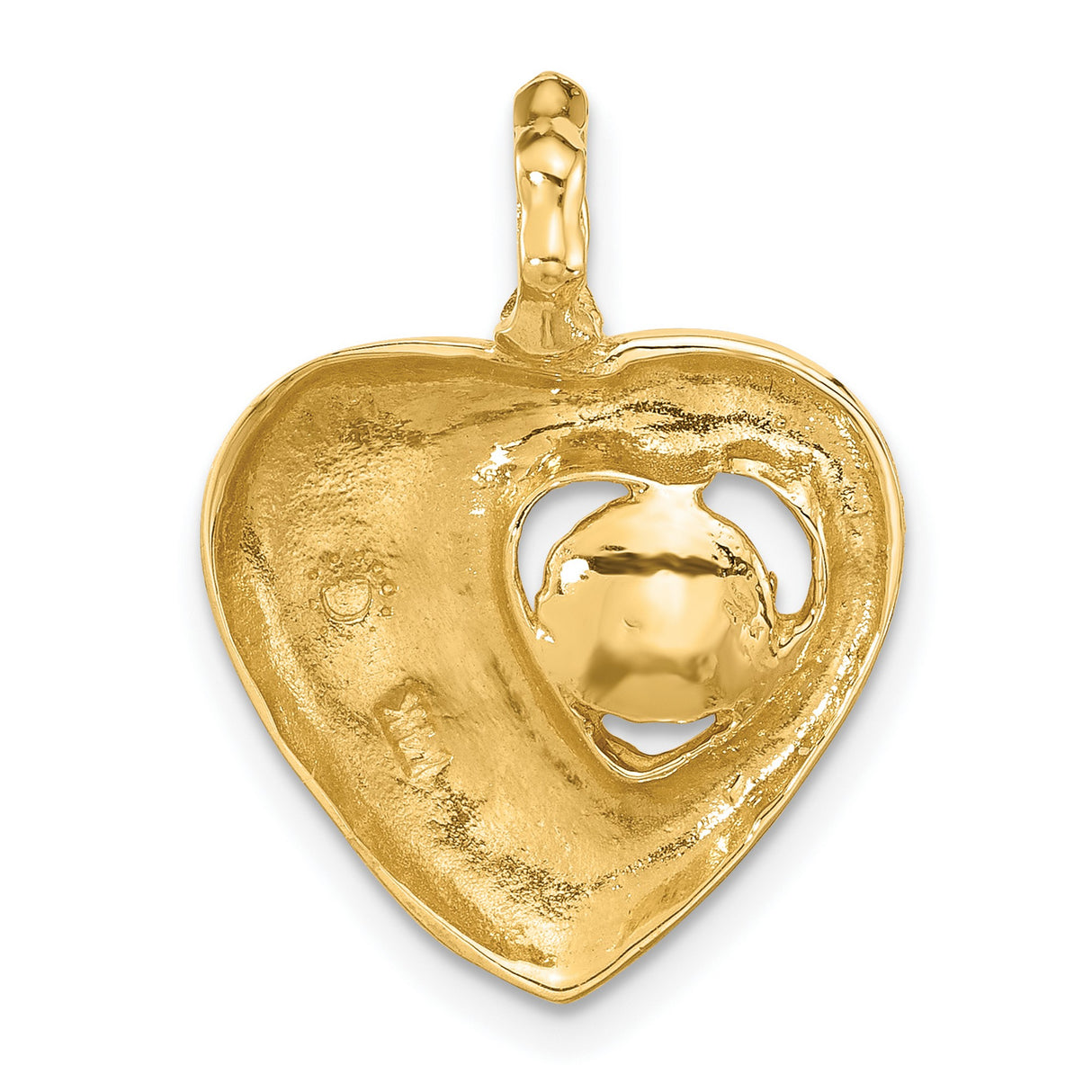 14k Yellow Gold Heart Pendant with White Cultured Pearl, Romantic Dainty Jewelry for Women