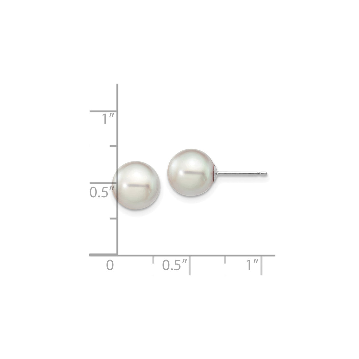 14k White Gold Stud Earrings with Cultured Pearl, Classic Minimalist Design for Women