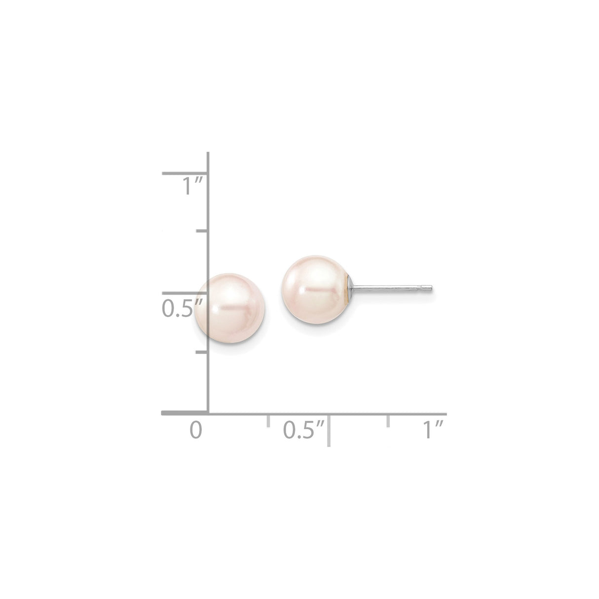 14k White Gold Stud Earrings with Round Freshwater Pearls, Classic Minimalist Design for Women