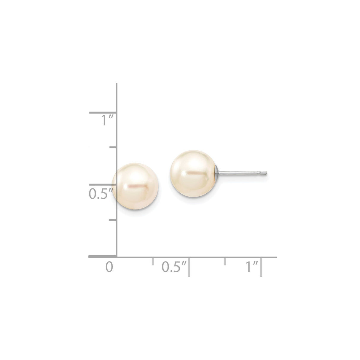 14k White Gold Pearl Stud Earrings, Round Saltwater Cultured Pearls, Classic Minimalist Design