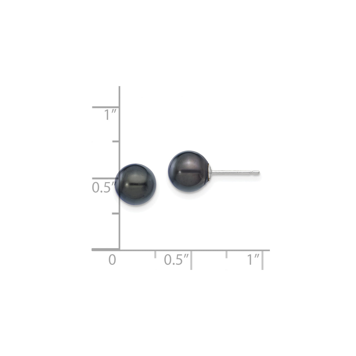 14k White Gold Stud Earrings with Black Cultured Akoya Pearls, Minimalist Formal Style