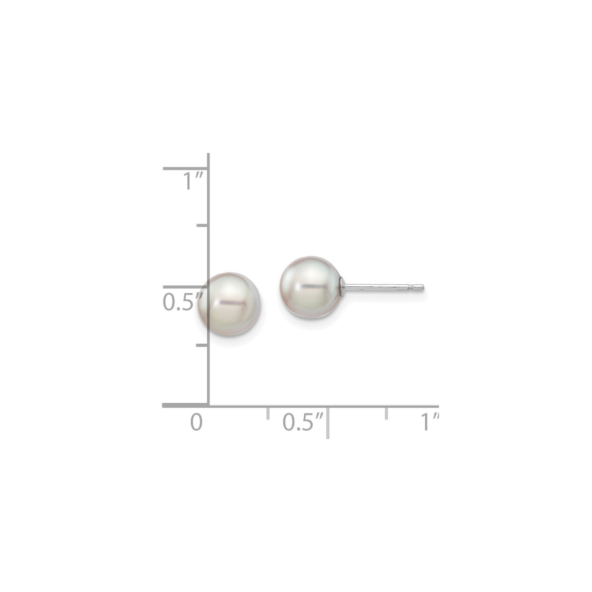 14k White Gold Pearl Stud Earrings, Round White Cultured Pearls, Classic Formal Style