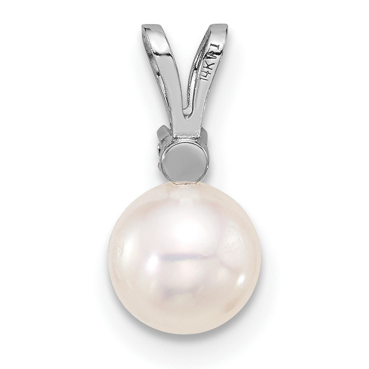 14k White Gold Pendant with Akoya Pearl and Diamond Accent, Classic Bridal Jewelry for Women
