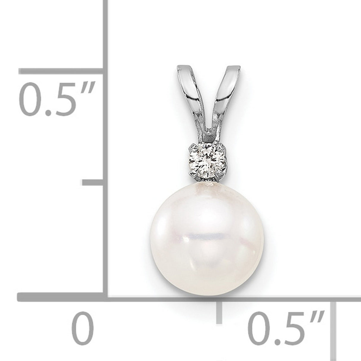 14k White Gold Pendant with Akoya Pearl and Diamond Accent, Classic Bridal Jewelry for Women