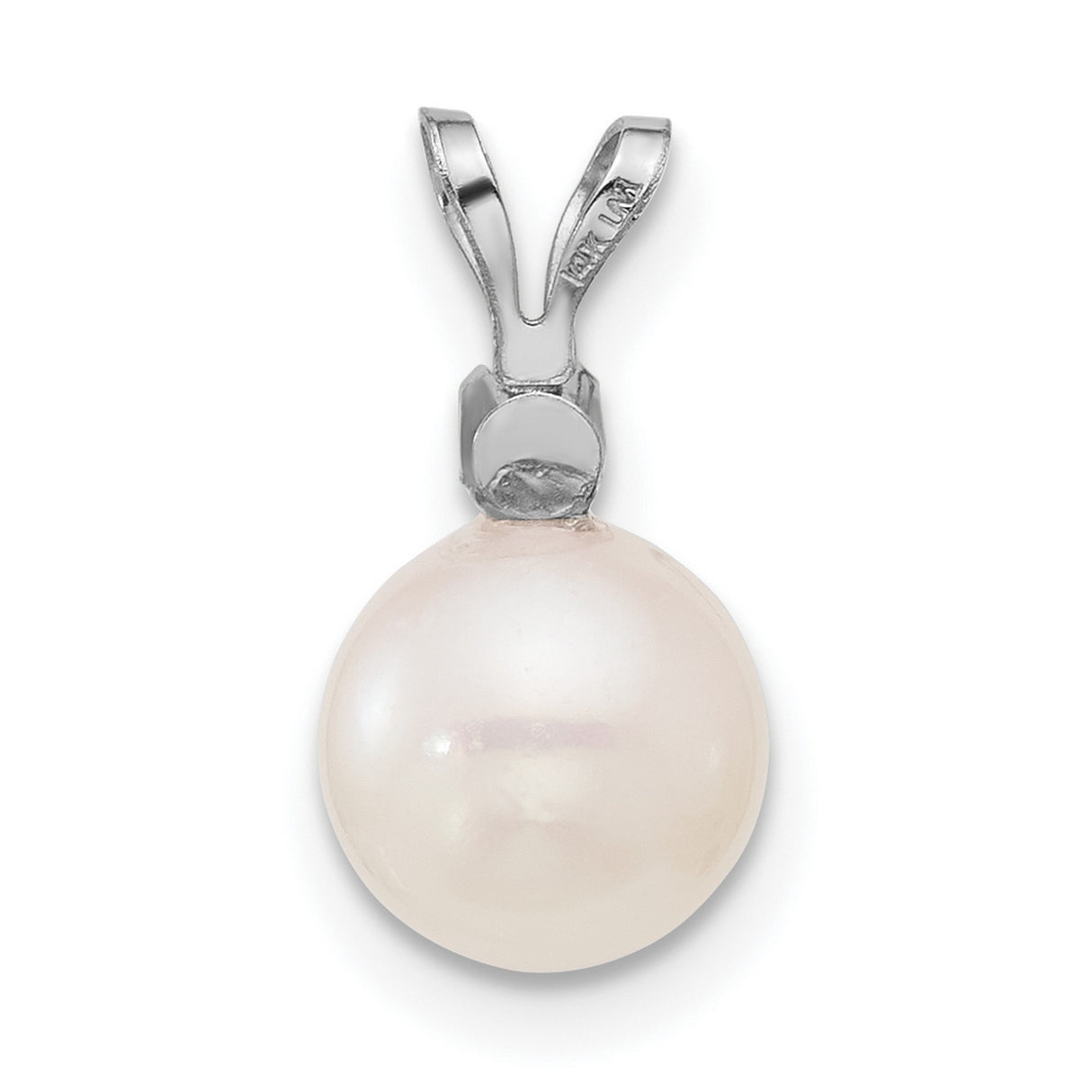 14k White Gold Pendant with Cultured Pearl and Solitaire Diamond Accent