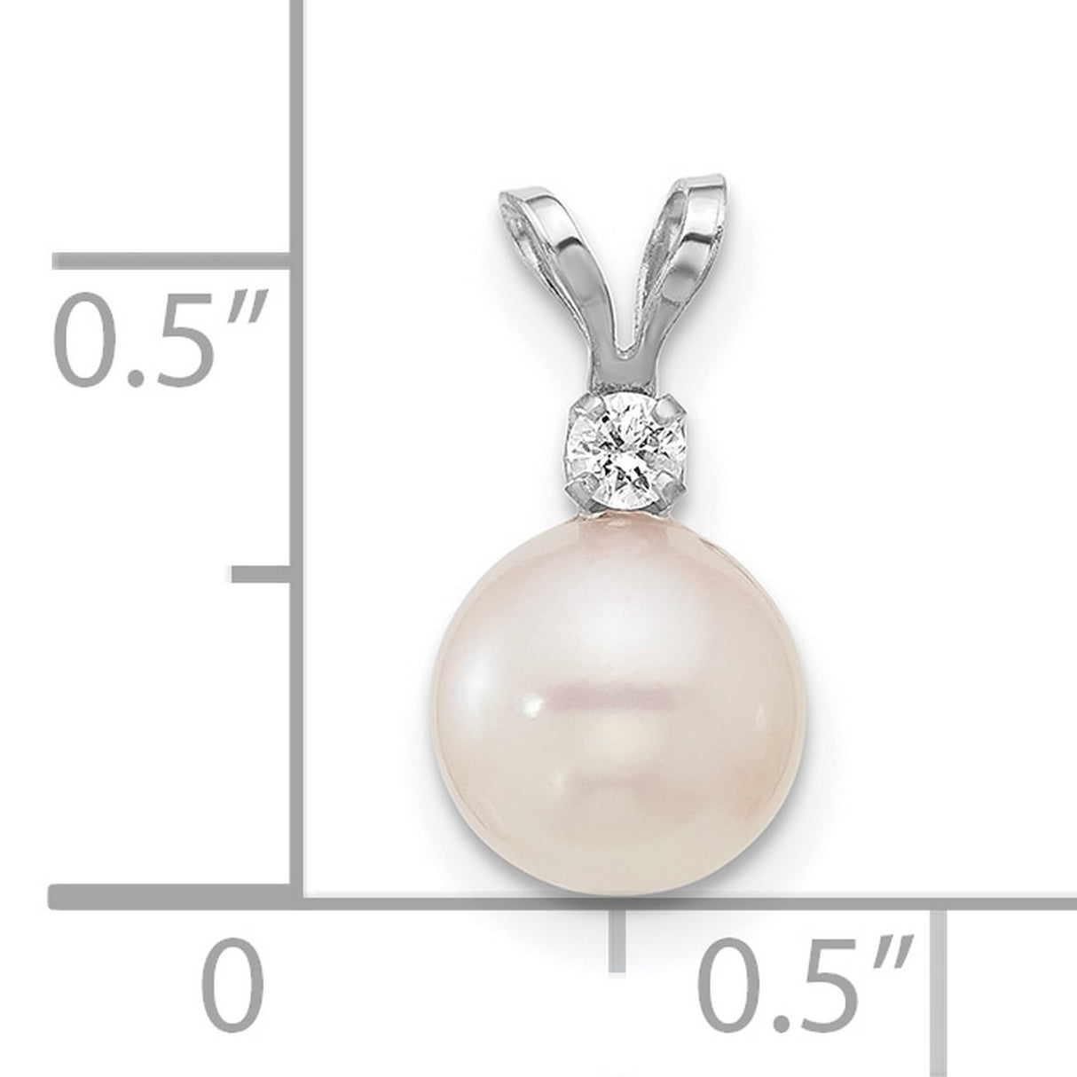 14k White Gold Pendant with Cultured Pearl and Solitaire Diamond Accent