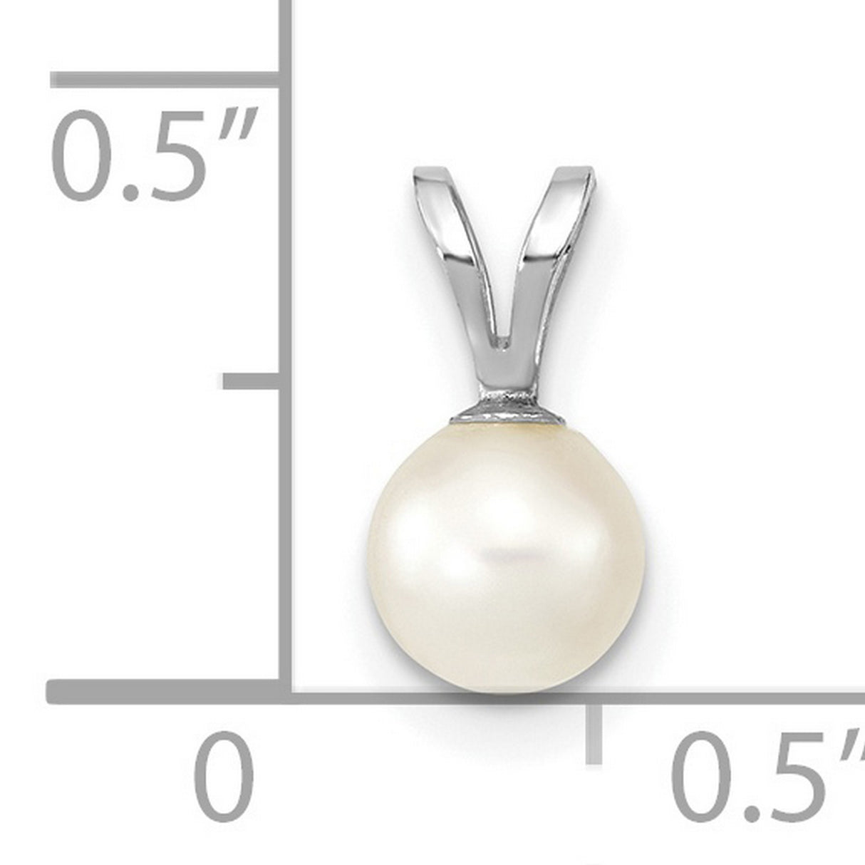 14k White Gold Pendant with Cultured Pearl, Polished Bail, Minimalist Charm for Women