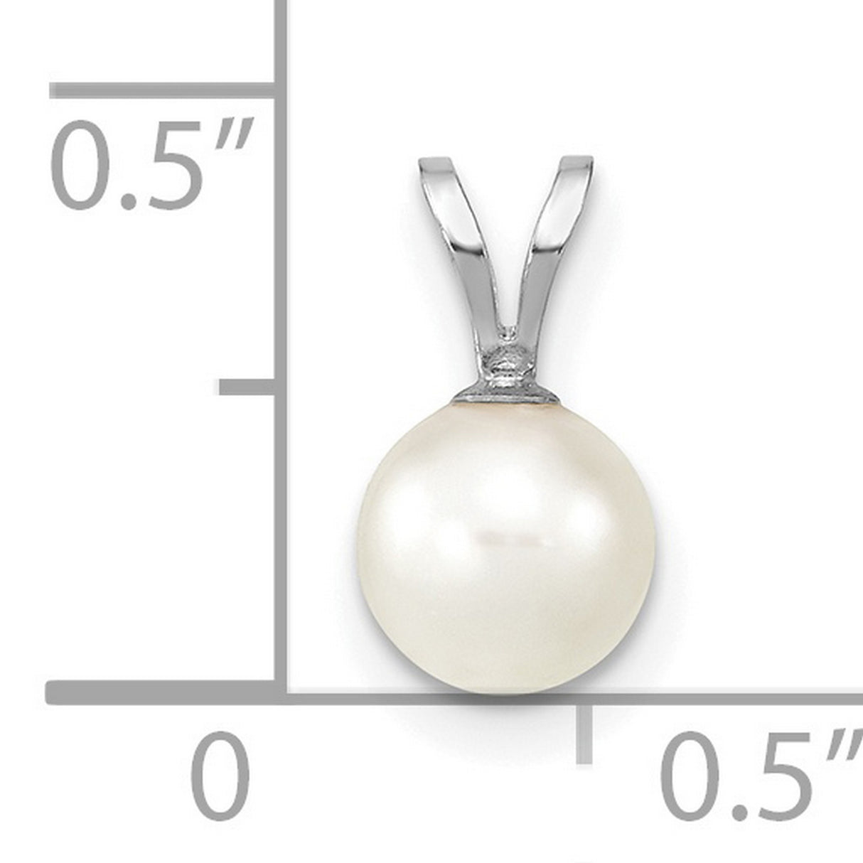 14k White Gold Solitaire Pearl Pendant, Cultured Round Pearl in Prong Setting for Women
