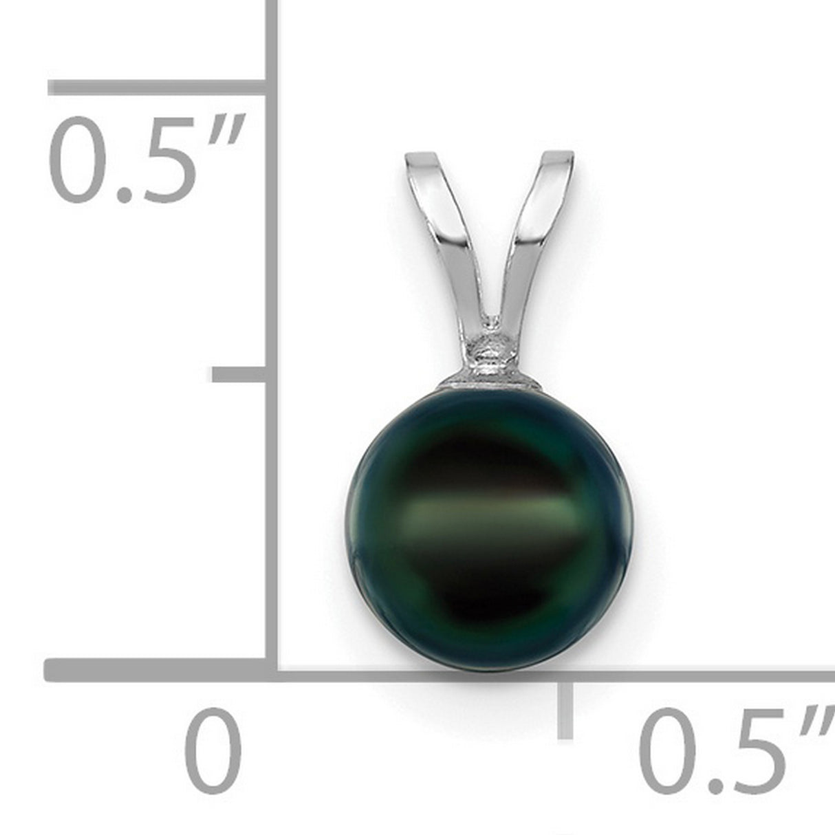 14k White Gold Pendant with Black Tahitian-Style Pearl, Polished Minimalist Charm for Women