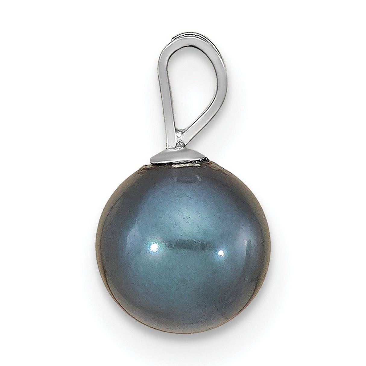 14k White Gold Pendant with Black Tahitian Pearl, Minimalist Saltwater Jewelry for Women