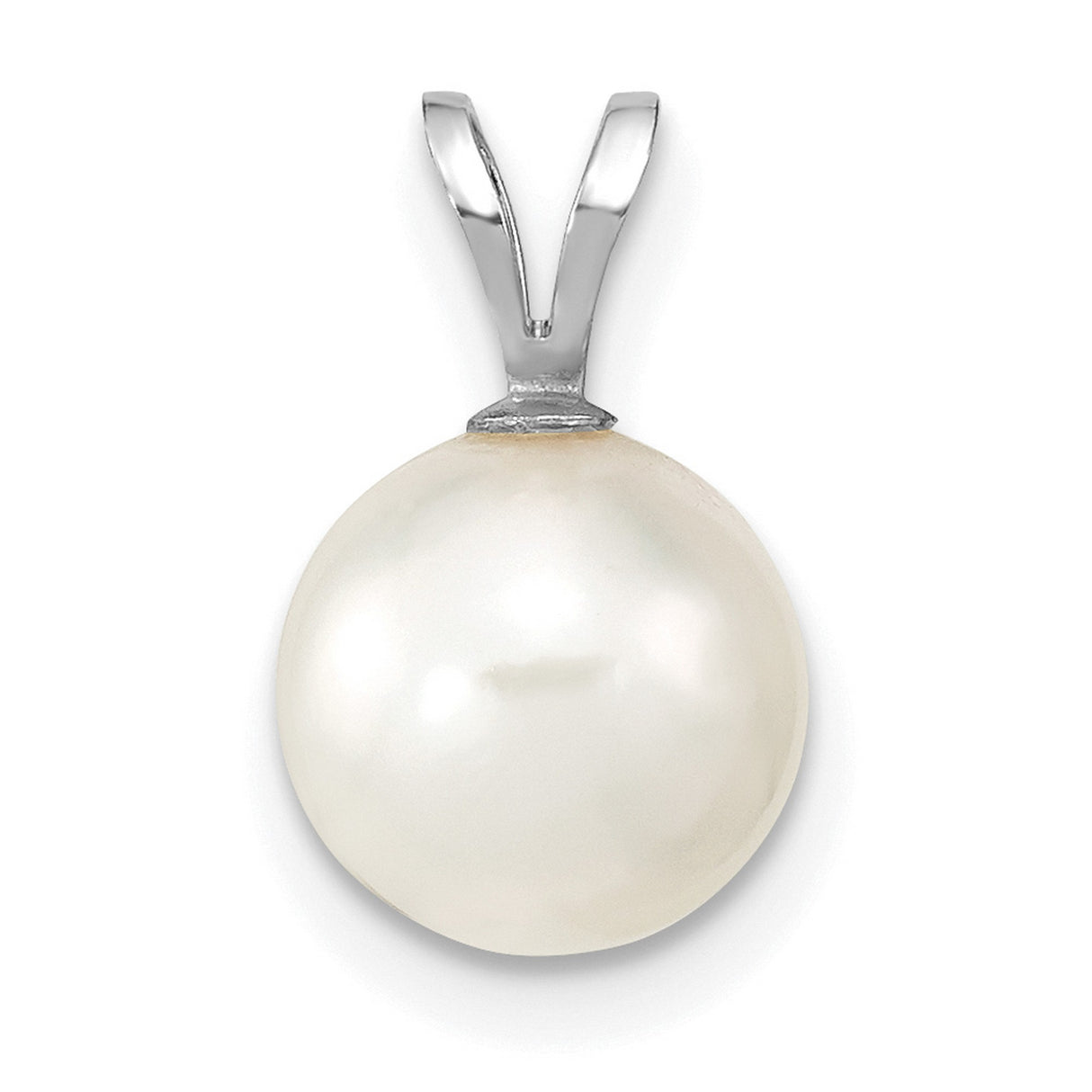 14k White Gold Pendant with Cultured Akoya Pearl, Minimalist Classic Design for Women