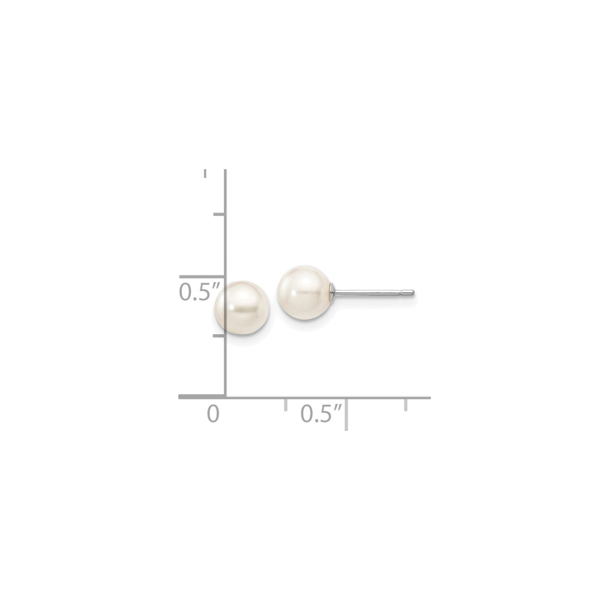 14k White Gold Stud Earrings with Round Cultured Pearl, Classic Bridal Jewelry for Women