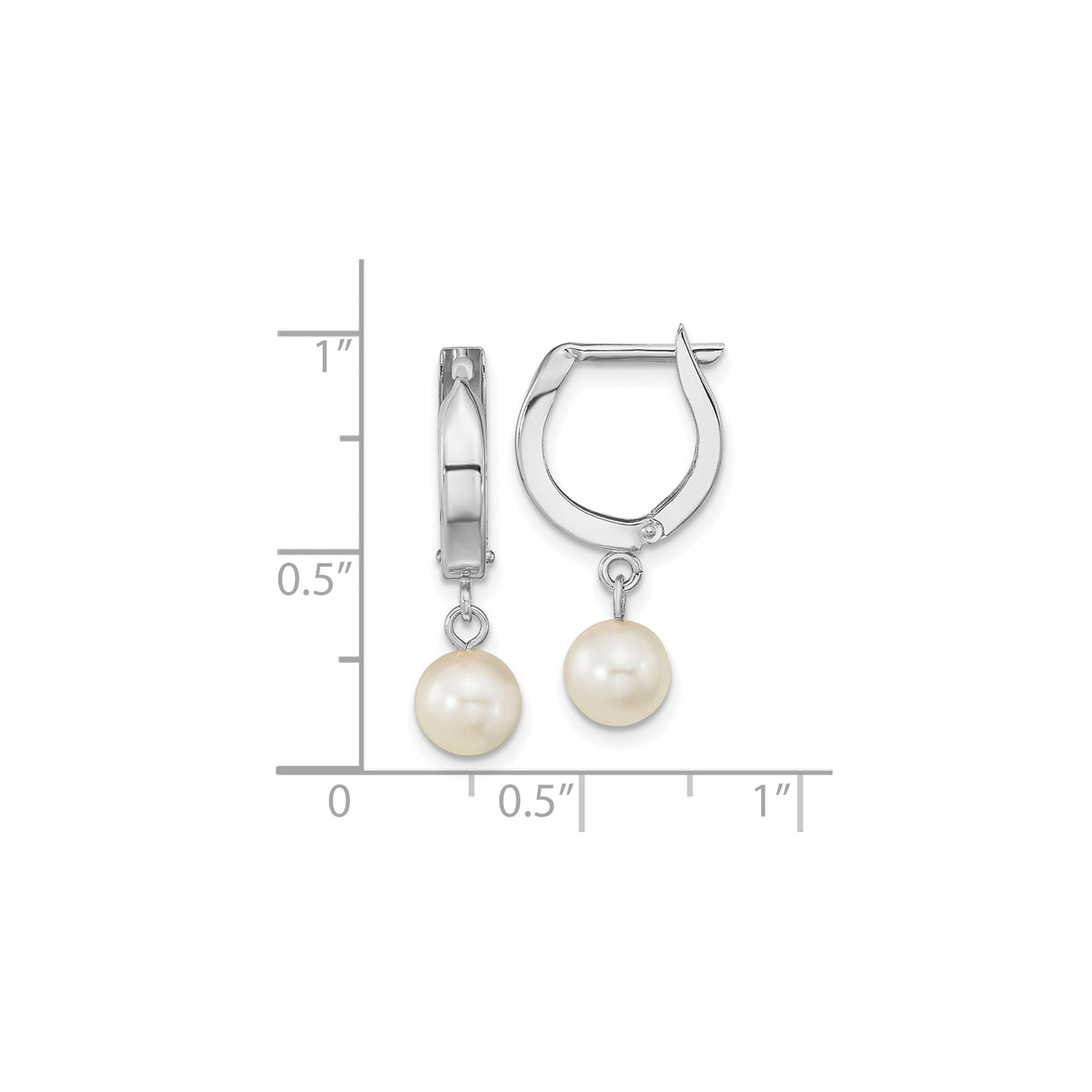 14k White Gold Dangle Earrings with Akoya Pearls, Hinged Hoop Drop Design for Women