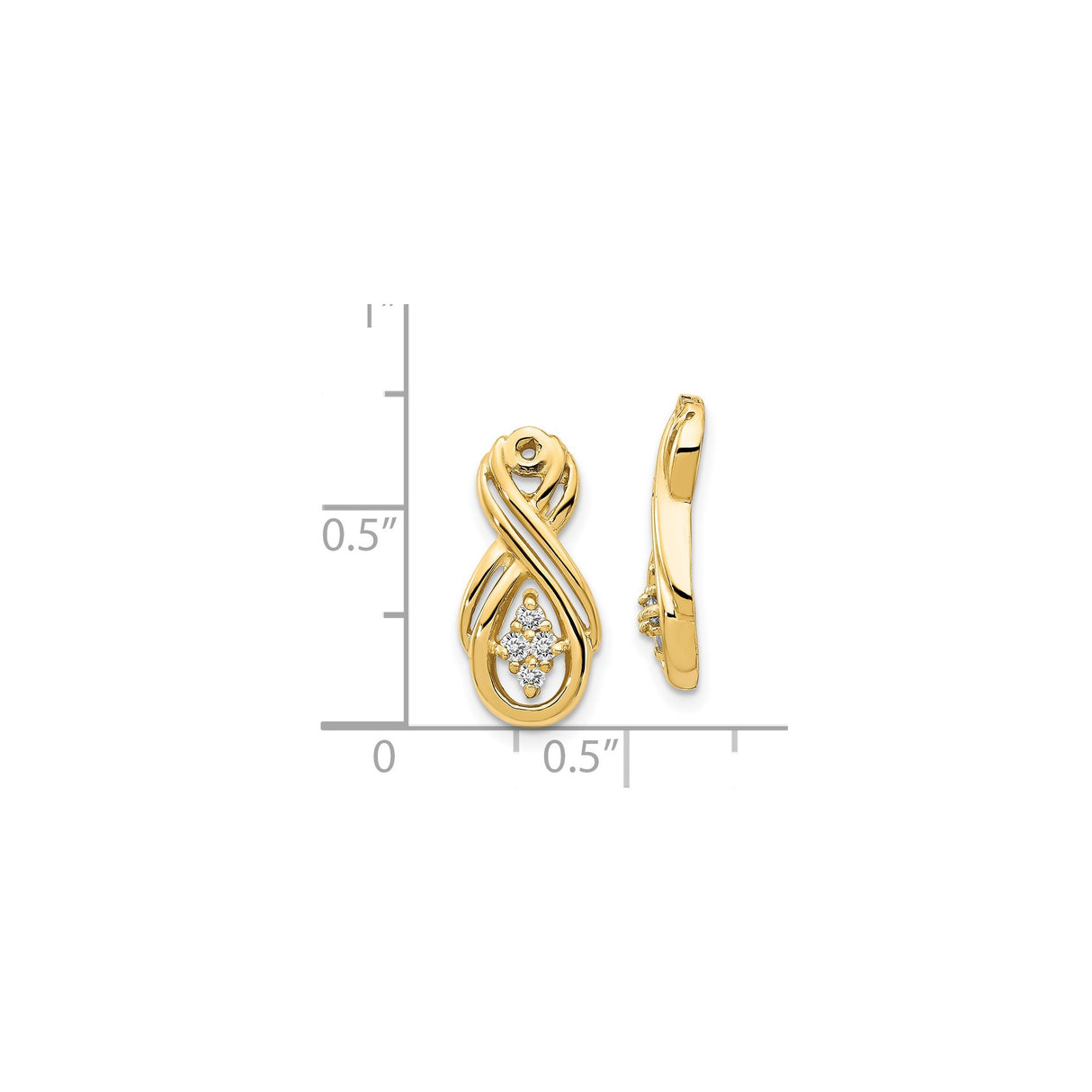 14k Yellow Gold Infinity Pendant with Diamonds Cluster, Openwork Design for Women